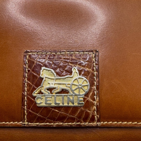 Celine- authentic leather long wallet - kiss lock change compartment - brown - Picture 2 of 12